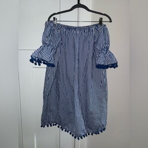 Live 4 Truth Blue and White Striped Strapless Dress